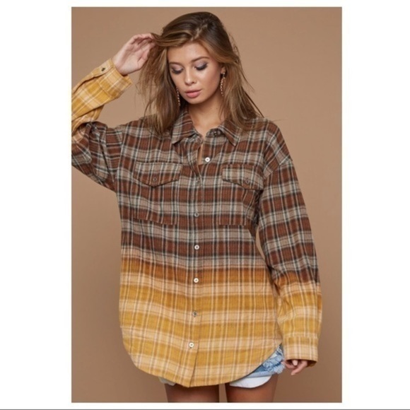 BROCK-Ombré Plaid BoyFriend Shirt - Picture 4 of 8